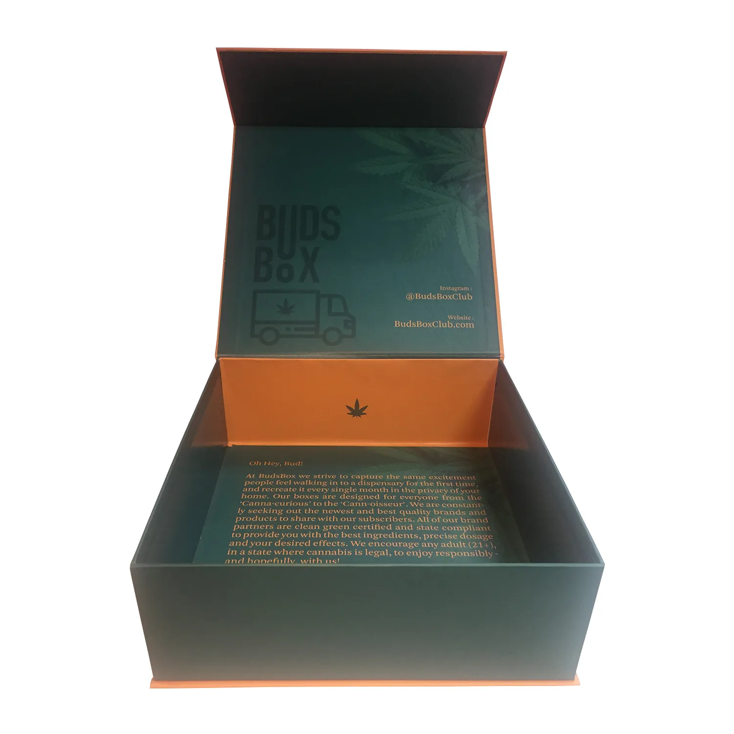 Custom Hinged Magnetic Closure Lid Box For Cannabis Side View 2